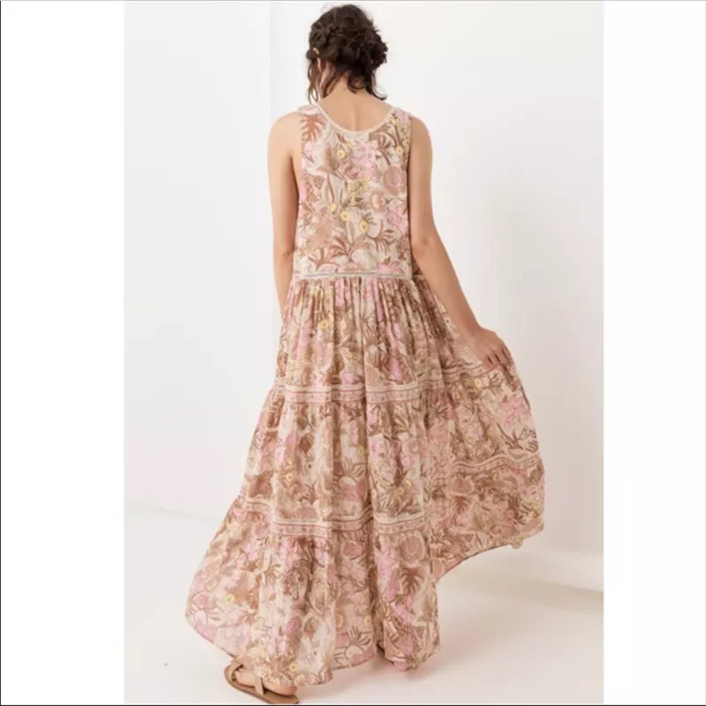 Sleeveless Boho Floral Gypsy Print Maxi Dress Pink - Picture 2 of 11